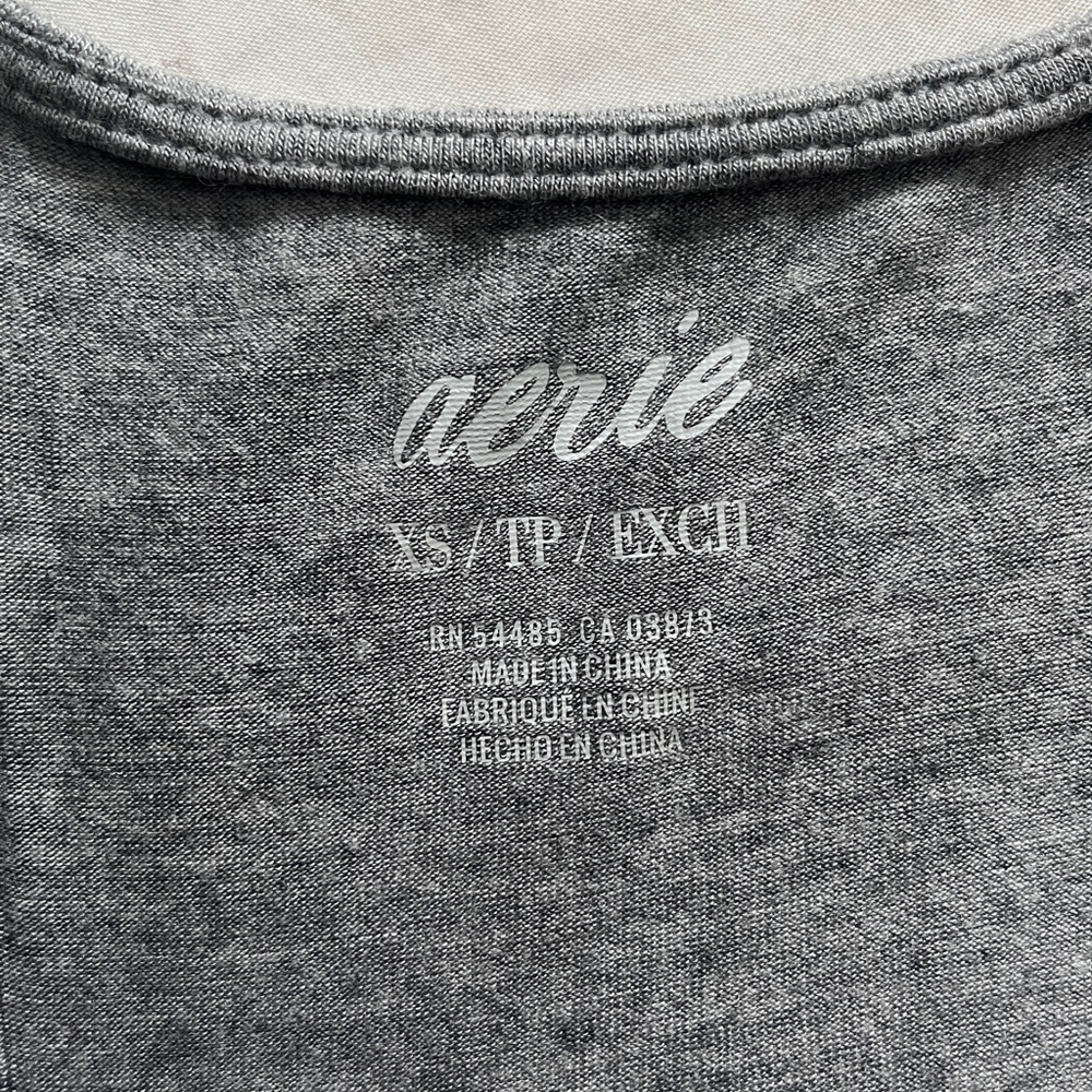 aerie Grey and White Floral Lace Trim Pajama Tank Top - Picture 4 of 5